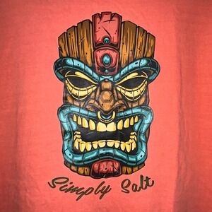 Simply Salt Shirt Co Tiki Mask Graphic Pocket T-Shirt Comfort Colors Coral 2XL